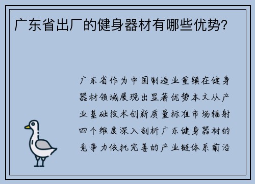 广东省出厂的健身器材有哪些优势？